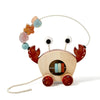 Montessori Wooden Crab Pull Toy with Bead Maze and Life Skills Activities