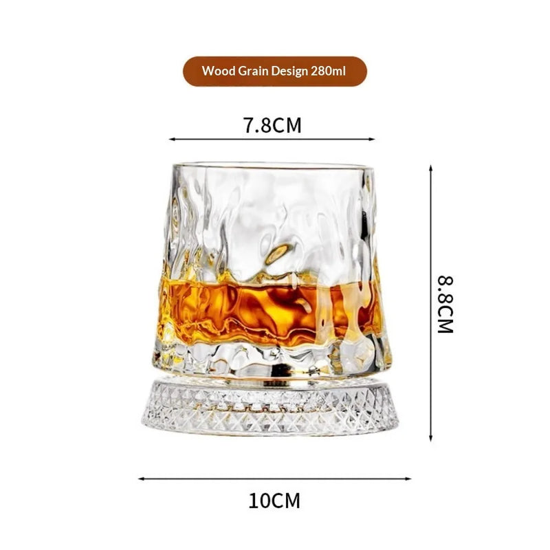 Rotating Crystal Whiskey Tumbler with Base