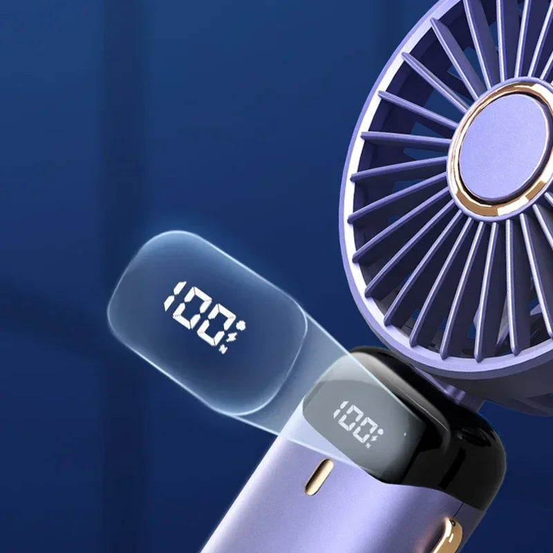 Portable USB Rechargeable Mini Fan with Digital Display