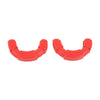 A pair of red TPE front bumper tow hook covers for a Ford F-150.
