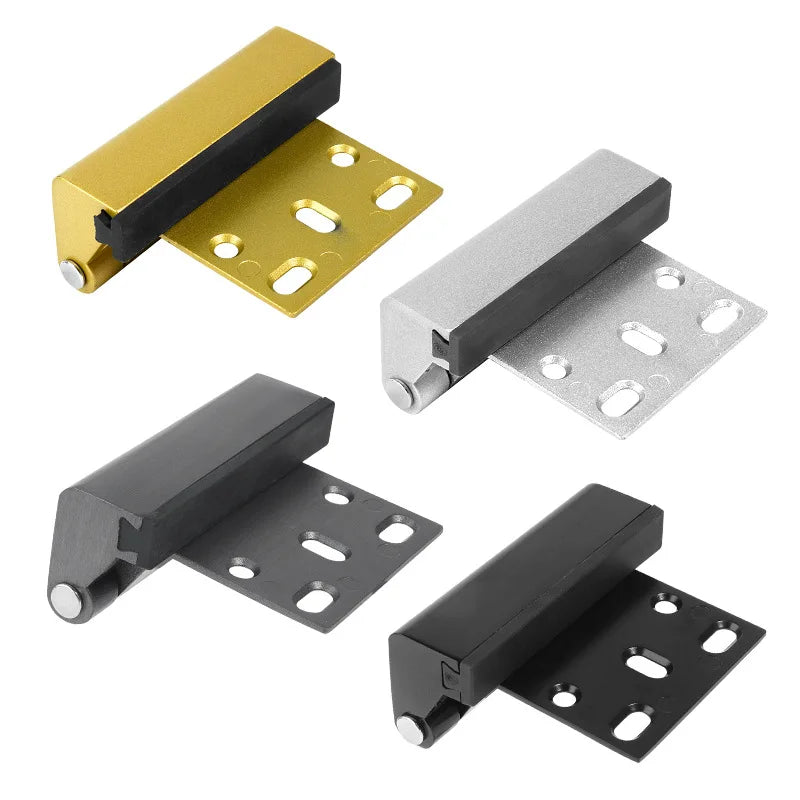 Trois serrures de renforcement de porte robustes en or, argent et noir avec plaques de montage.