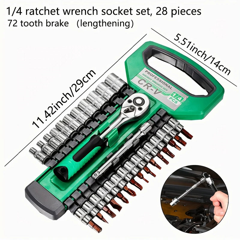 1/4-Inch Ratchet Socket Wrench Set