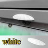 A white rain shield for a universal car rear camera is shown mounted on a vehicle's exterior.