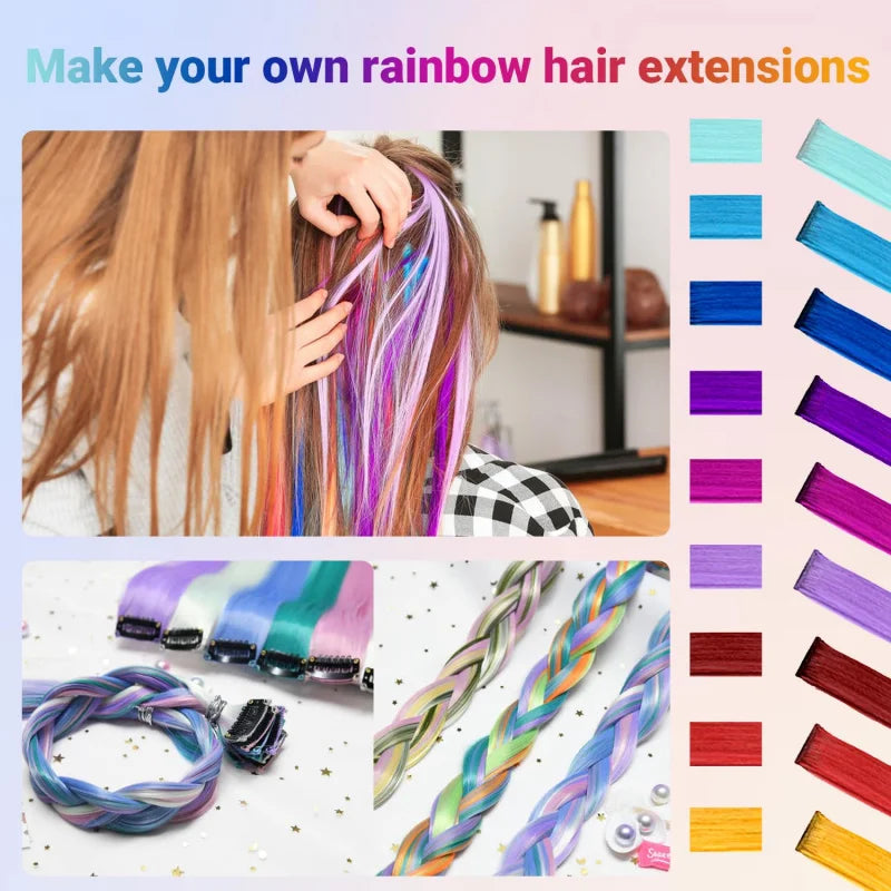 Extensiones de Cabello con Clips Arcoíris