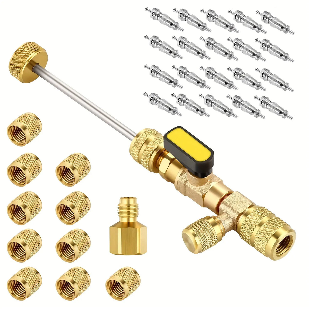 Dual-Size Refrigerant Valve Core Remover & Installer Kit with 10 Spare Cores