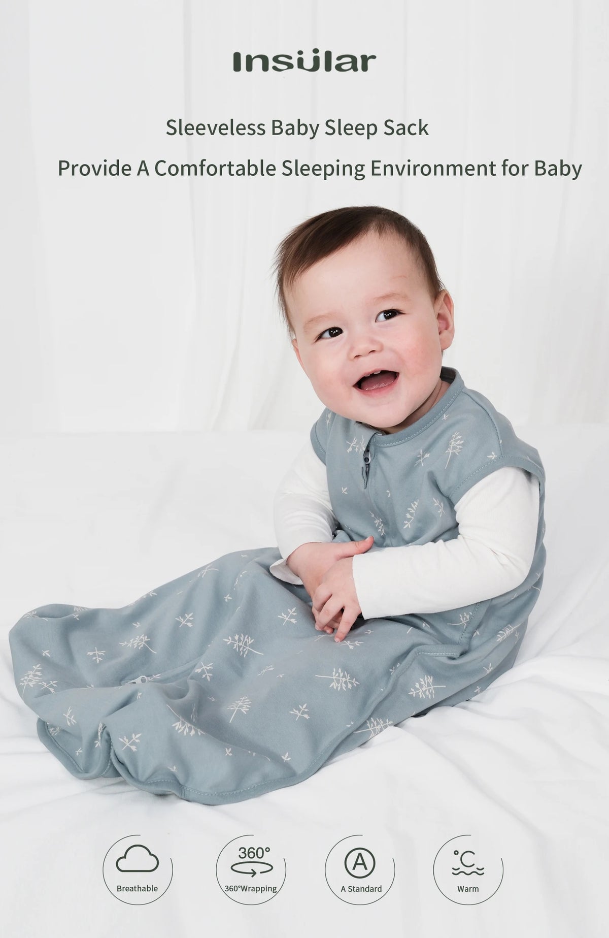 Soft Cotton Breathable Baby Sleep Sack – Sleeveless Summer Wearable Blanket