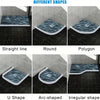 Different shapes of a flexible shower water dam barrier for dry-wet separation including straight line, round, polygon, U sha