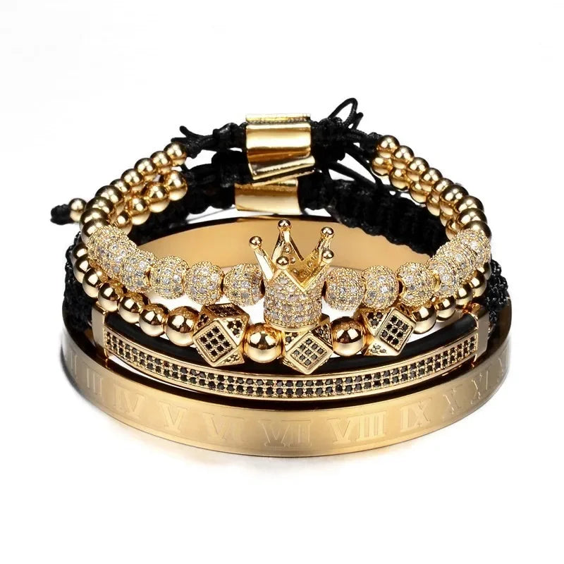 Customizable Cubic Zirconia Charm Bracelets Set