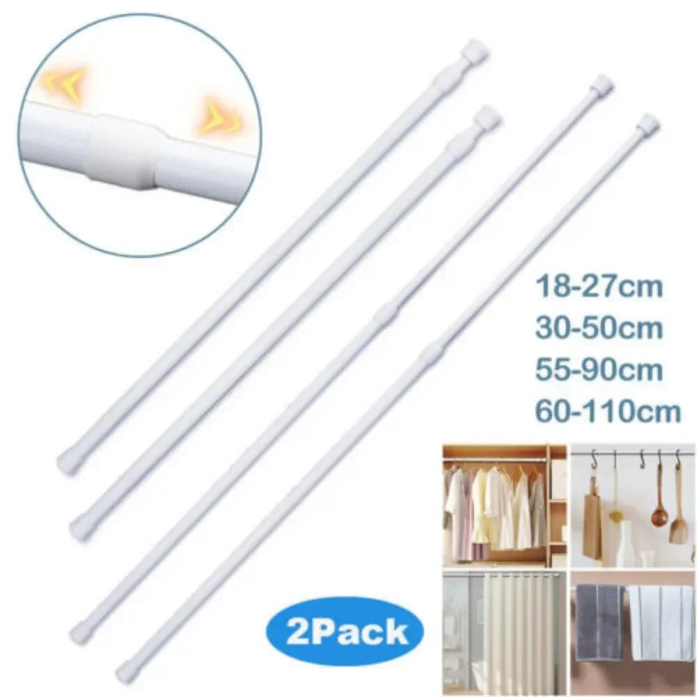 Adjustable Telescopic Curtain Rod with Spring-Loaded Ends
