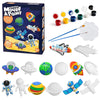 A box of a Space and Dinosaur Painting Craft Kit for Kids featuring various plastic molds and paint supplies.