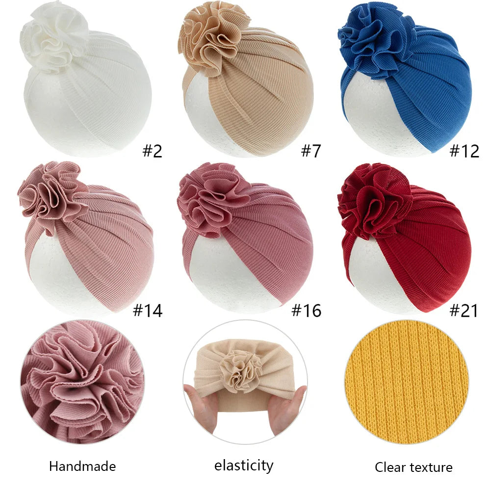 Baby Cotton Turban Hat with Blossom Knot