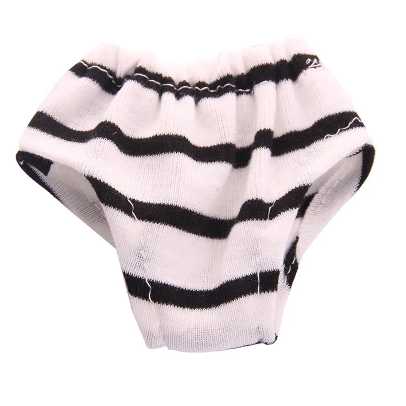 White and black striped socks for a doll outfit set