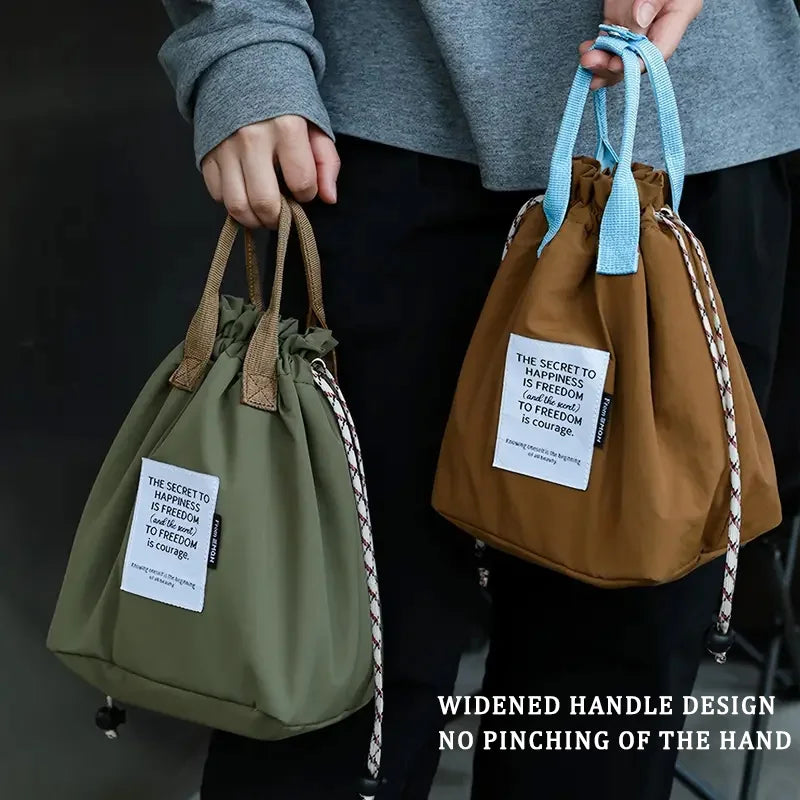 Large Insulated Lunch Bag with Drawstring Closure