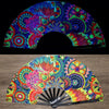 Holographic Folding Hand Fan with UV Glow Effect
