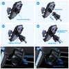 Step-by-step instructions showing how to install a stable car phone mount with a ball head and vent clip.