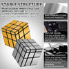 A set of mirror cube puzzles in gold and silver, demonstrating stable structure and anti-pop design features.