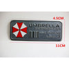 A rectangular aluminum alloy honeycomb metal sticker with the text Umbrella Corporation Hive Parking Level 3 and dimensions.