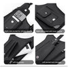Black anti-theft underarm wallet bag showing various storage pockets and features.