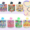 A collection of colorful polymer clay beads with letters for DIY jewelry making kits categorized by holiday themes.