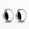 A pair of wide angle 360° adjustable car blind spot mirrors in silver finish.