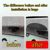 Before and after comparison of a universal car rear camera rain shield installation.