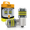A box and a silver LED turn signal and reverse light bulb assembly for automotive use.