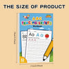 A workbook titled ABC Tracing Letters with apple illustrations and a yellow pencil shown next to the product.