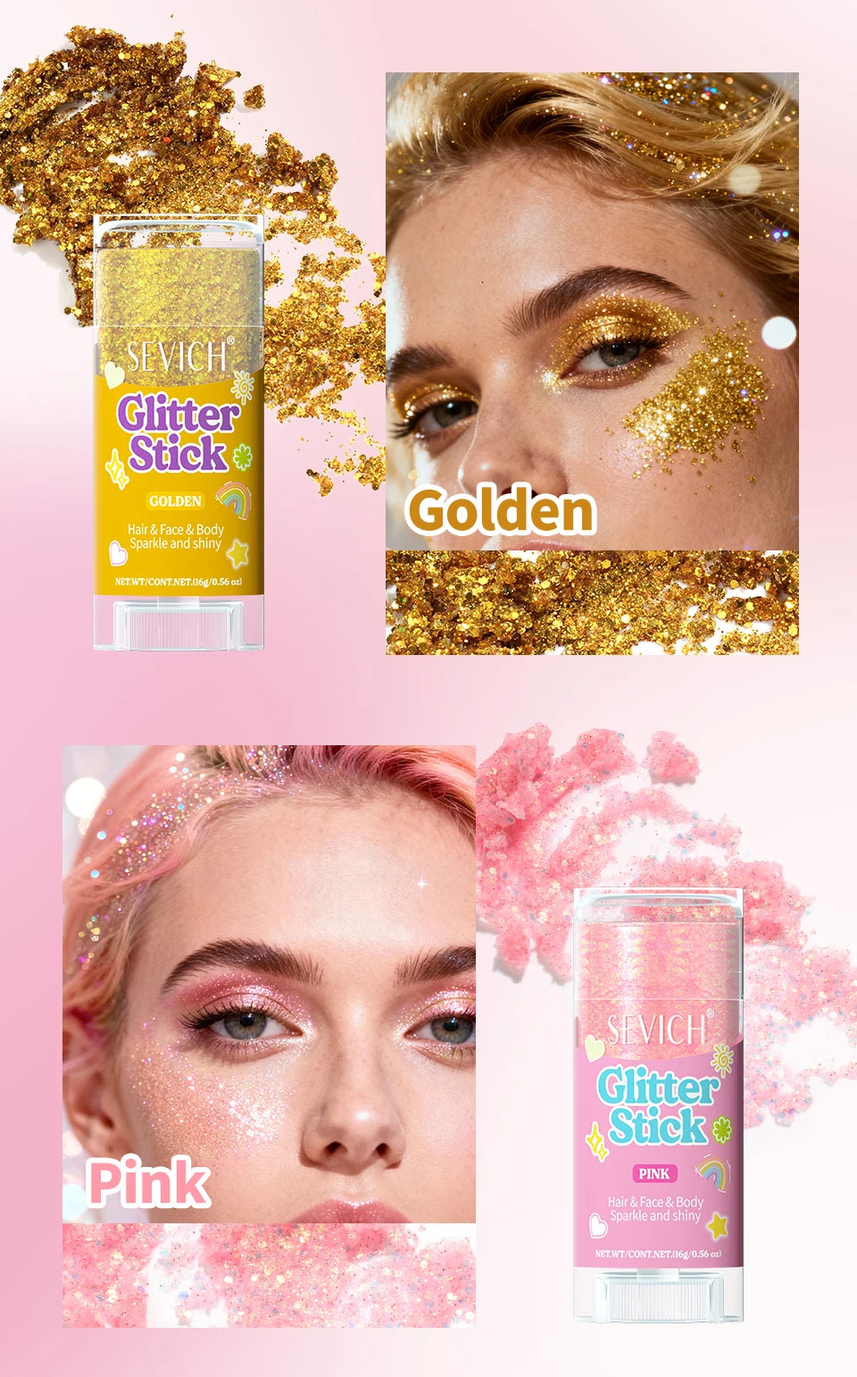 Mermaid Glitter Gel Stick for Face, Hair & Body