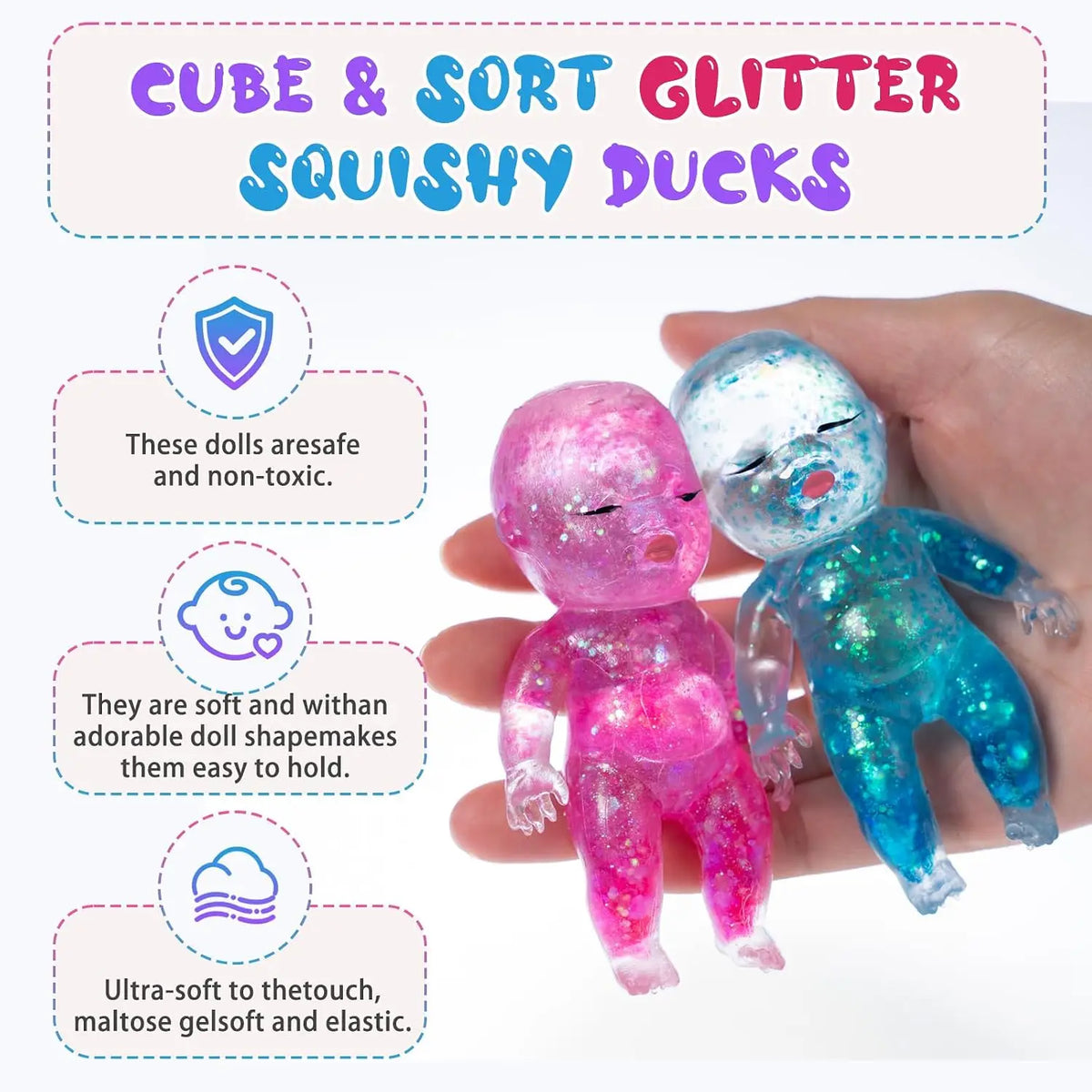 Glitter Squishy Fidget Toy - Slow Rebound Stress Relief for Kids and Adults