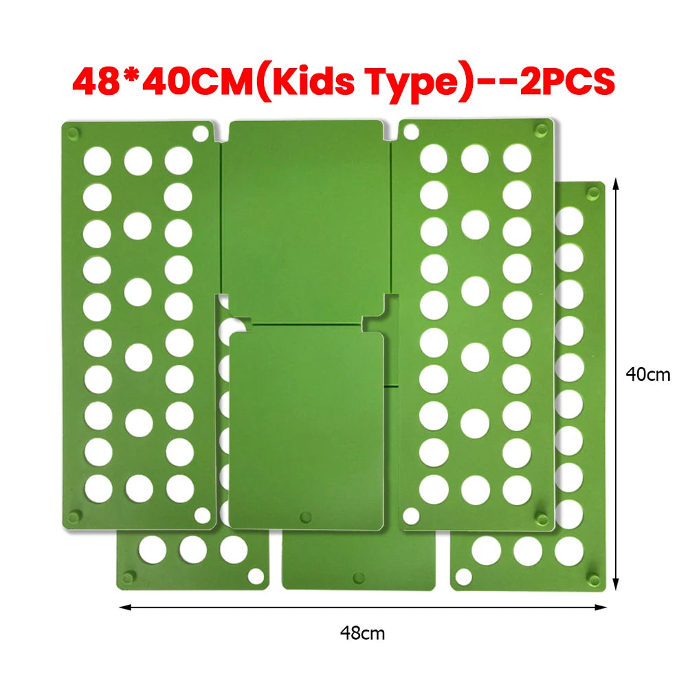 Two green plastic clothes folding boards, 48x40cm each, designed for kids.