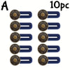 Ten pieces of adjustable metal jeans button extenders for waistbands.