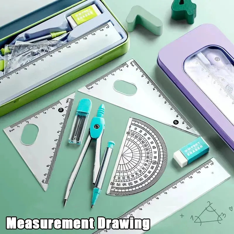 7-Piece Geometry Set with Compass and Ruler