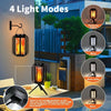 A set of four light modes for a solar flickering flame lantern, showing various lighting effects.