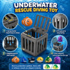 An open plastic cage toy with various fish and sea creatures inside, designed for underwater rescue diving.