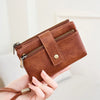 Vintage RFID-Blocking Triple-Fold Wallet with Double Zipper