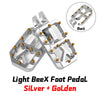 Silver and golden aluminum foot pedals for the Light Bee X/S, Talaria MX3/MX4, and Segway X160/X260.