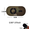 A rectangular tactical patch with a circular design and hook and loop backing, measuring 2.5cm by 5cm.