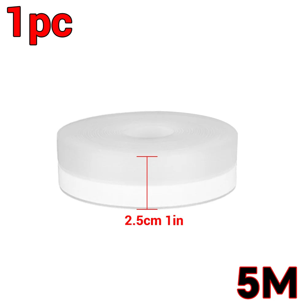 A white silicone weather stripping seal tape roll, 2.5cm long, for doors and windows.