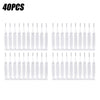 A set of 40 white shower cleaning brushes with nozzles for unclogging.