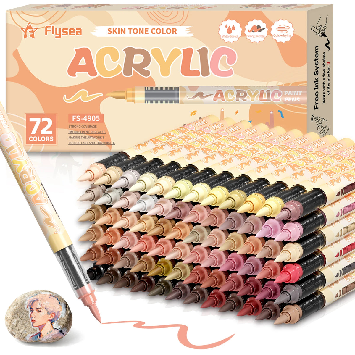 Skin Tone Acrylic Paint Markers, Soft Brush Tip for Portraits & Crafts