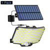 A solar flood light panel and a bright LED flood light are shown, packaged as one pack.