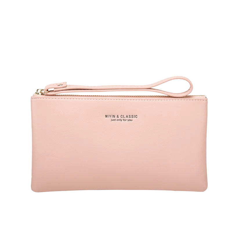 Slim PU Leather Zip-Around Wallet with Card and Phone Pockets