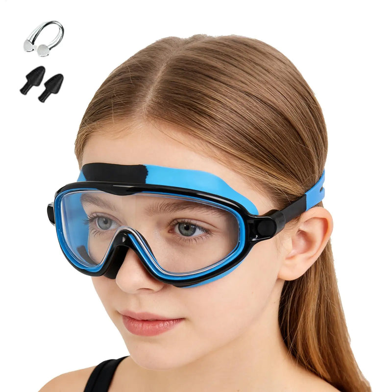 Kids Anti-Fog Swim Goggles with Nose Clip & Earplugs