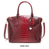 Vintage Croc-Embossed Structured Satchel Handbag