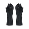 A pair of black durable rubber cleaning gloves with a textured grip.