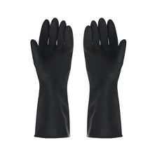 A pair of black durable rubber cleaning gloves with a textured grip.