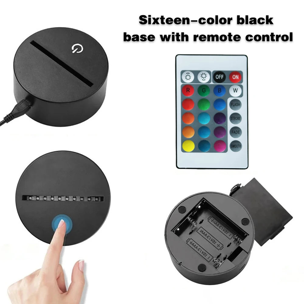Sixteen-color black base with remote control and a light panel