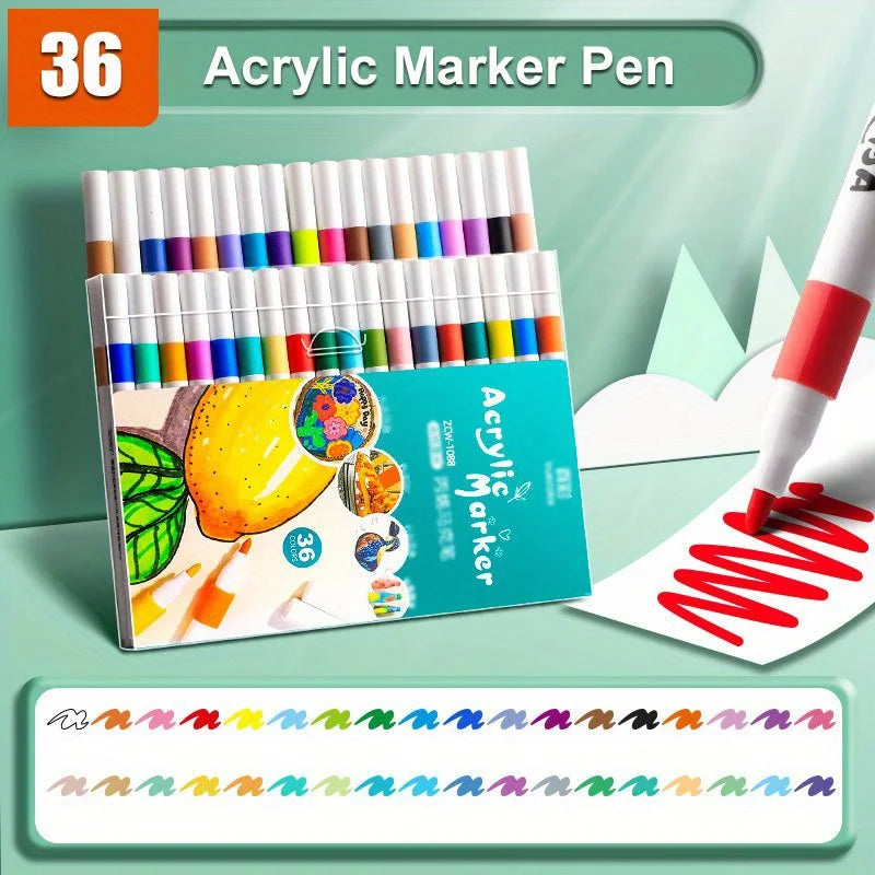 Acrylic Paint Markers Set with Fine Tip – Waterproof & Permanent for Art and DIY