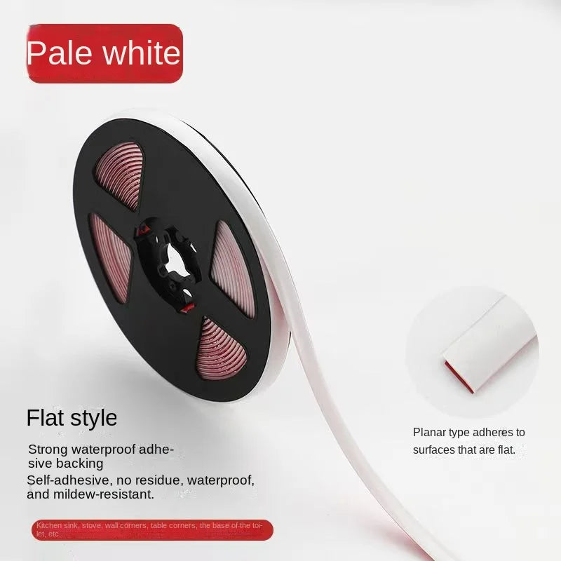 Pale white flat style waterproof self-adhesive tile gap tape roll