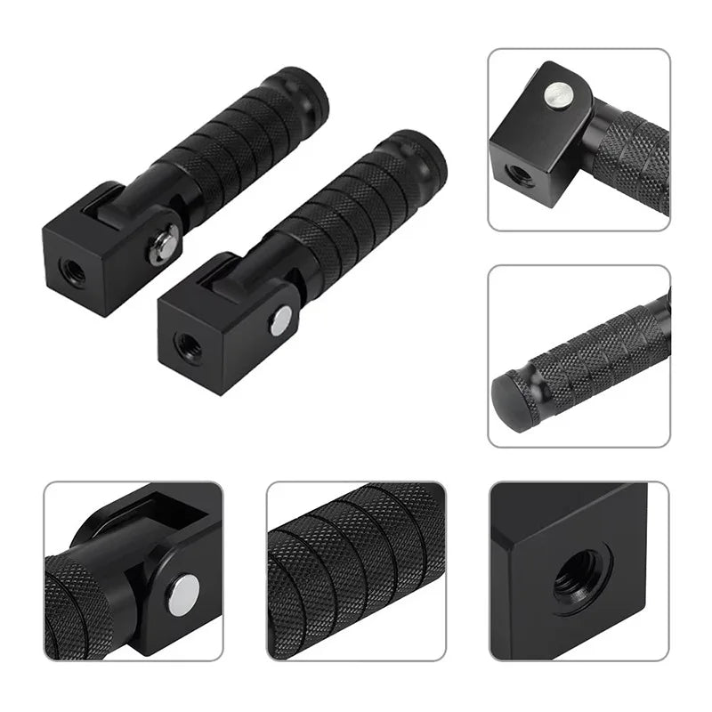 M8 Aluminum Alloy Foldable Motorcycle Rear Footrests (Pair)